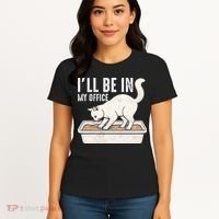 I Will Be In My Office Funny Cat Meme Litter Box Women's T-Shirt thumb 4