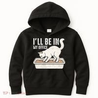 I Will Be In My Office Funny Cat Meme Litter Box Kids Hoodie thumb 0