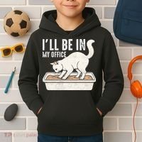 I Will Be In My Office Funny Cat Meme Litter Box Kids Hoodie thumb 2