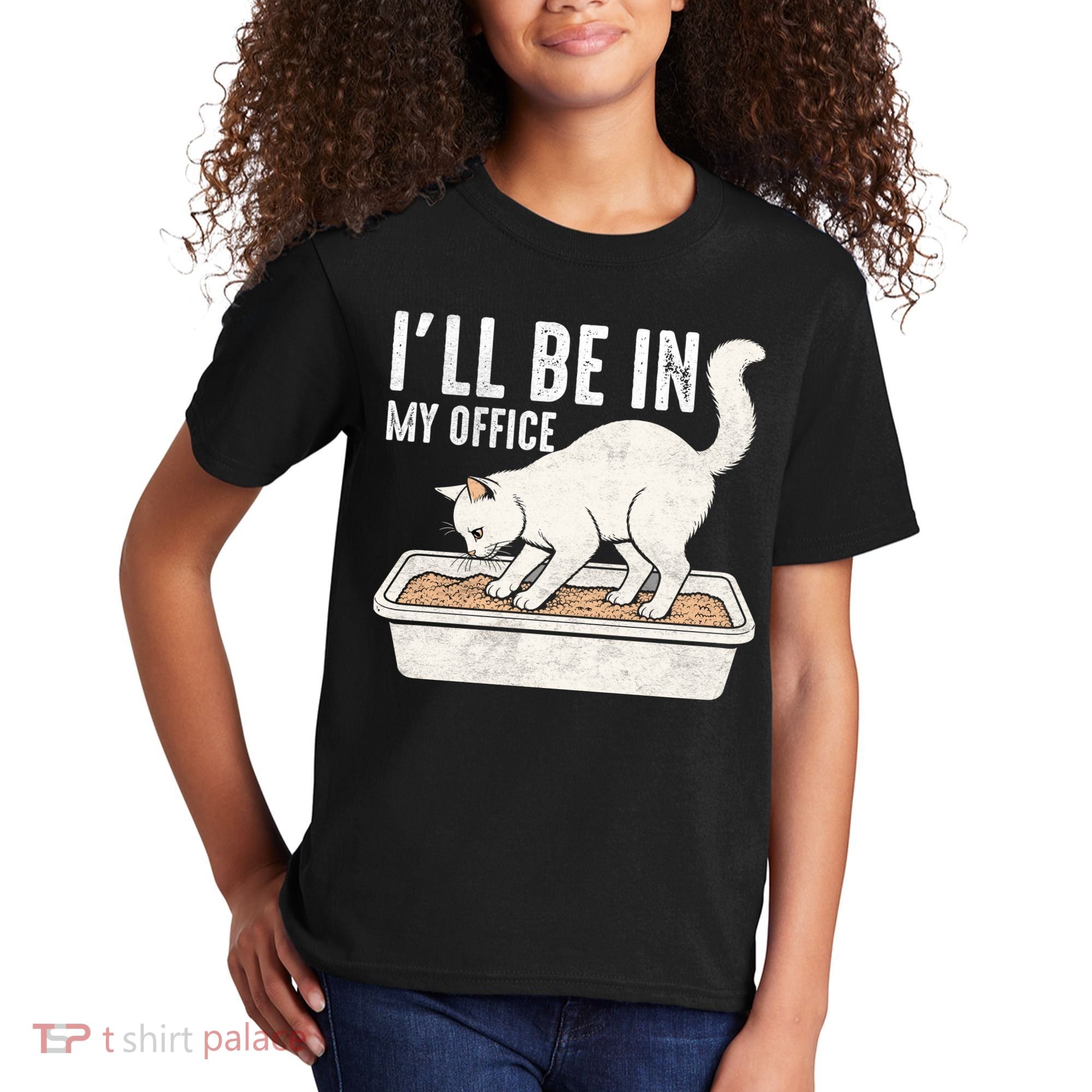 I Will Be In My Office Funny Cat Meme Litter Box Kids T-Shirt