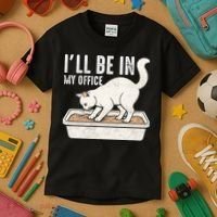 I Will Be In My Office Funny Cat Meme Litter Box Kids T-Shirt thumb 3