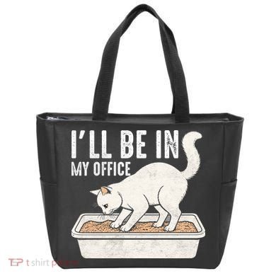 I Will Be In My Office Funny Cat Meme Litter Box Tote Bag