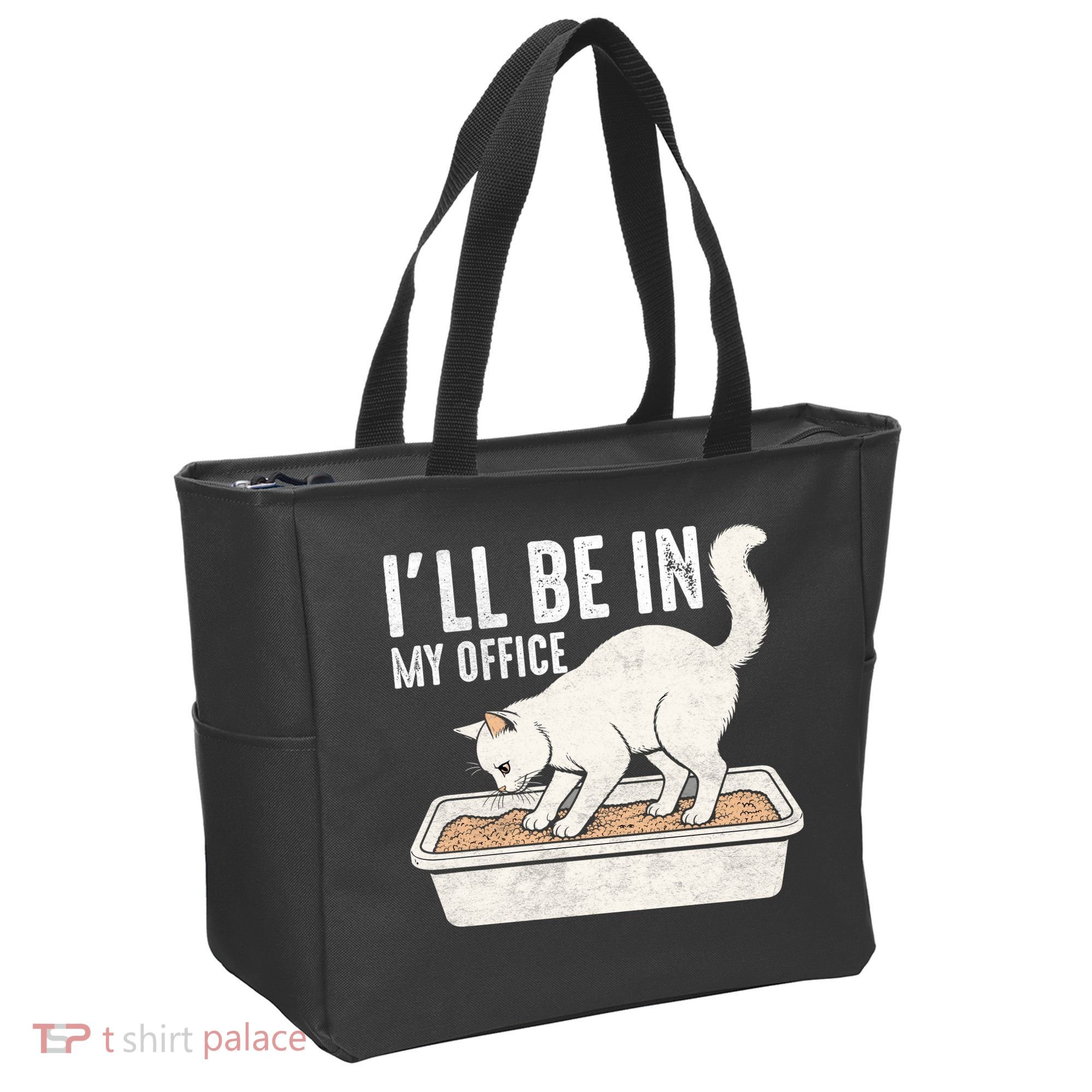 I Will Be In My Office Funny Cat Meme Litter Box Tote Bag