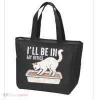 I Will Be In My Office Funny Cat Meme Litter Box Tote Bag thumb 3