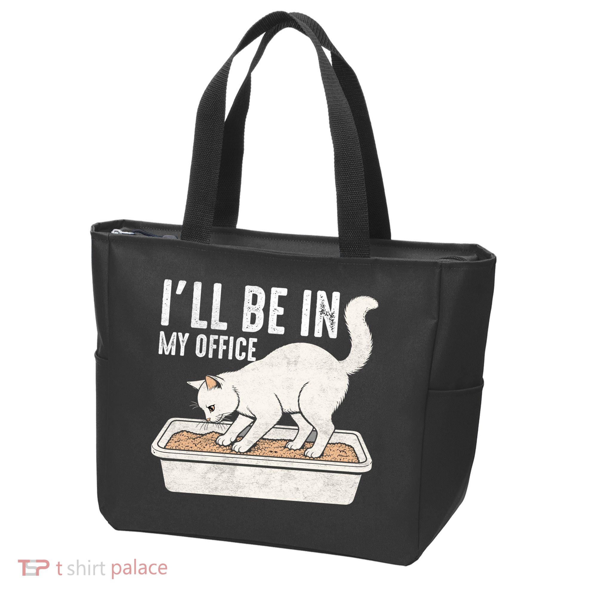 I Will Be In My Office Funny Cat Meme Litter Box Tote Bag