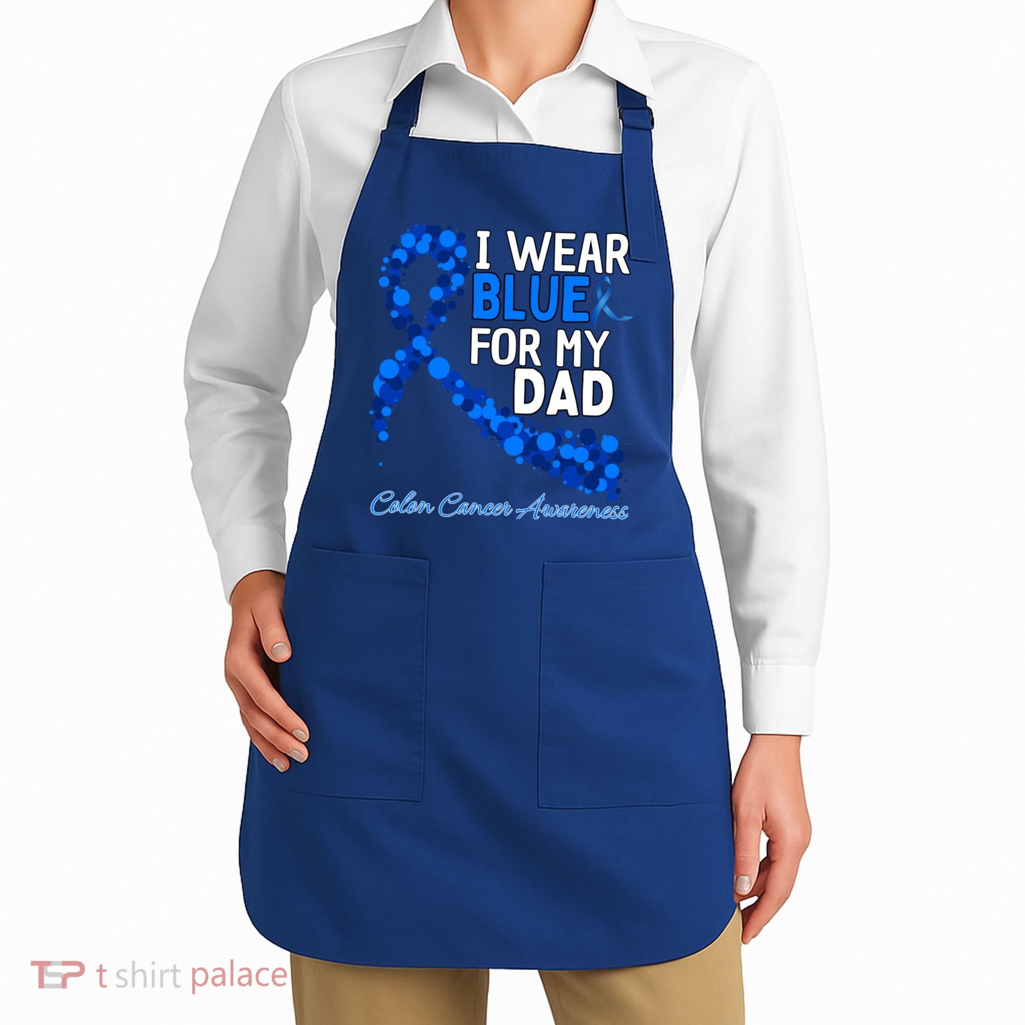 I Wear Blue For My Dad Colon Cancer Awareness Cool Gift Apron
