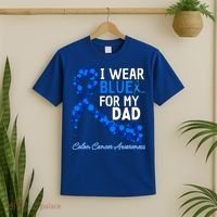 I Wear Blue For My Dad Colon Cancer Awareness Cool Gift T-Shirt thumb 2