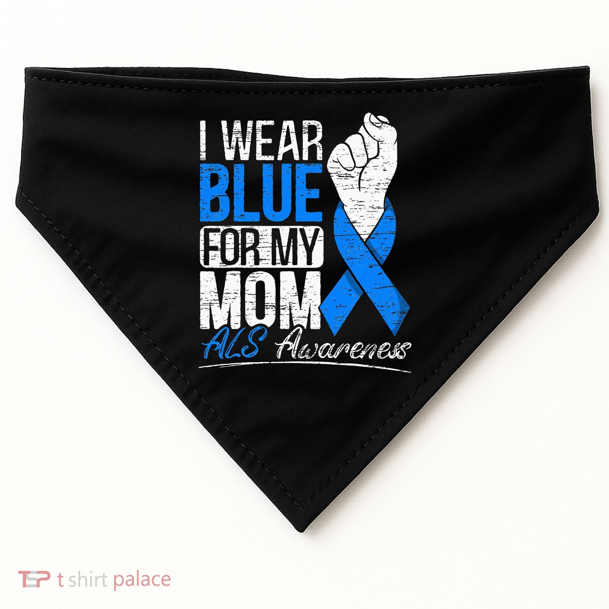 I Wear Blue For My Dad ALS Awareness Supporter Warrior USA-Made Doggie Bandana