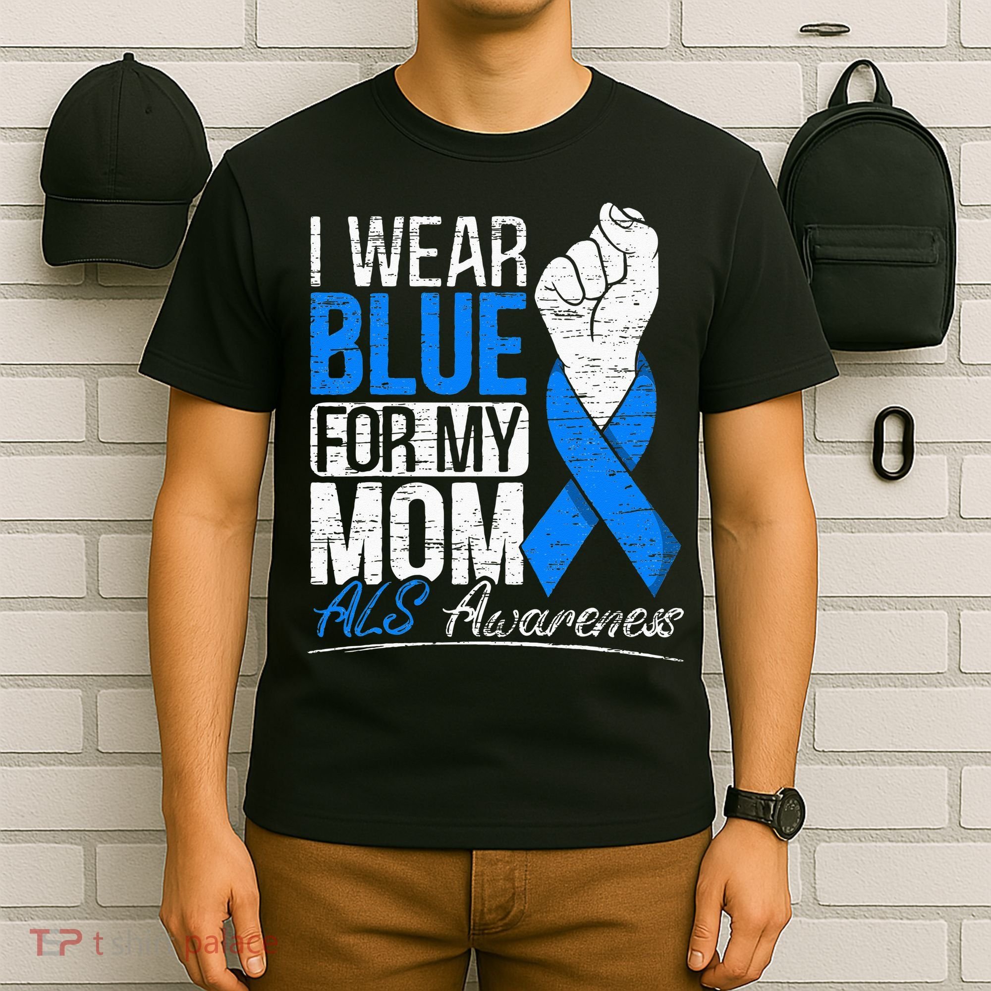 I Wear Blue For My Dad ALS Awareness Supporter Warrior T-Shirt