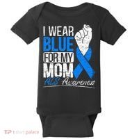 I Wear Blue For My Dad ALS Awareness Supporter Warrior Baby Bodysuit thumb 0