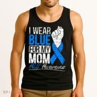 I Wear Blue For My Dad ALS Awareness Supporter Warrior Tank Top thumb 3