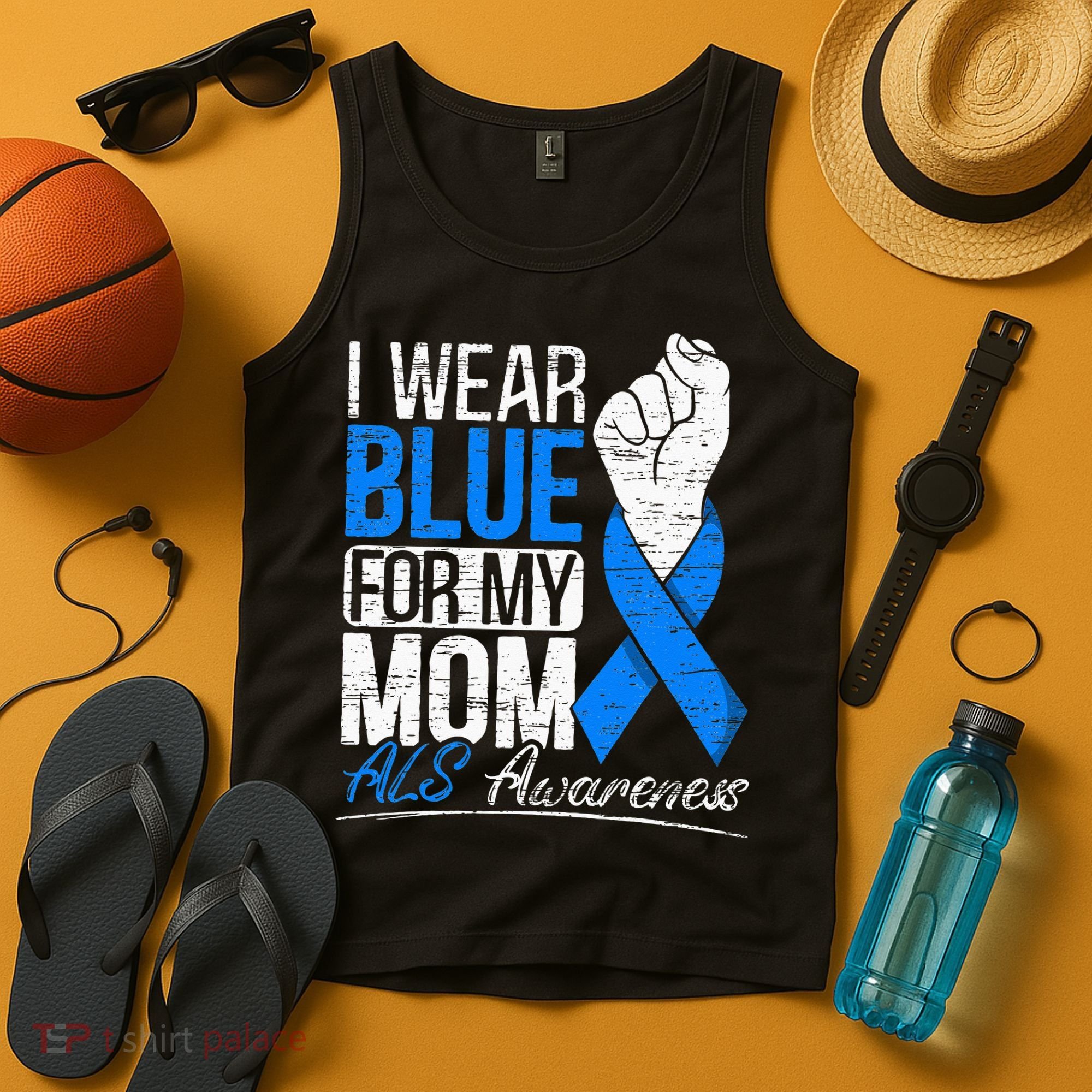 I Wear Blue For My Dad ALS Awareness Supporter Warrior Tank Top