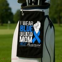 I Wear Blue For My Dad ALS Awareness Supporter Warrior Golf Towel thumb 2