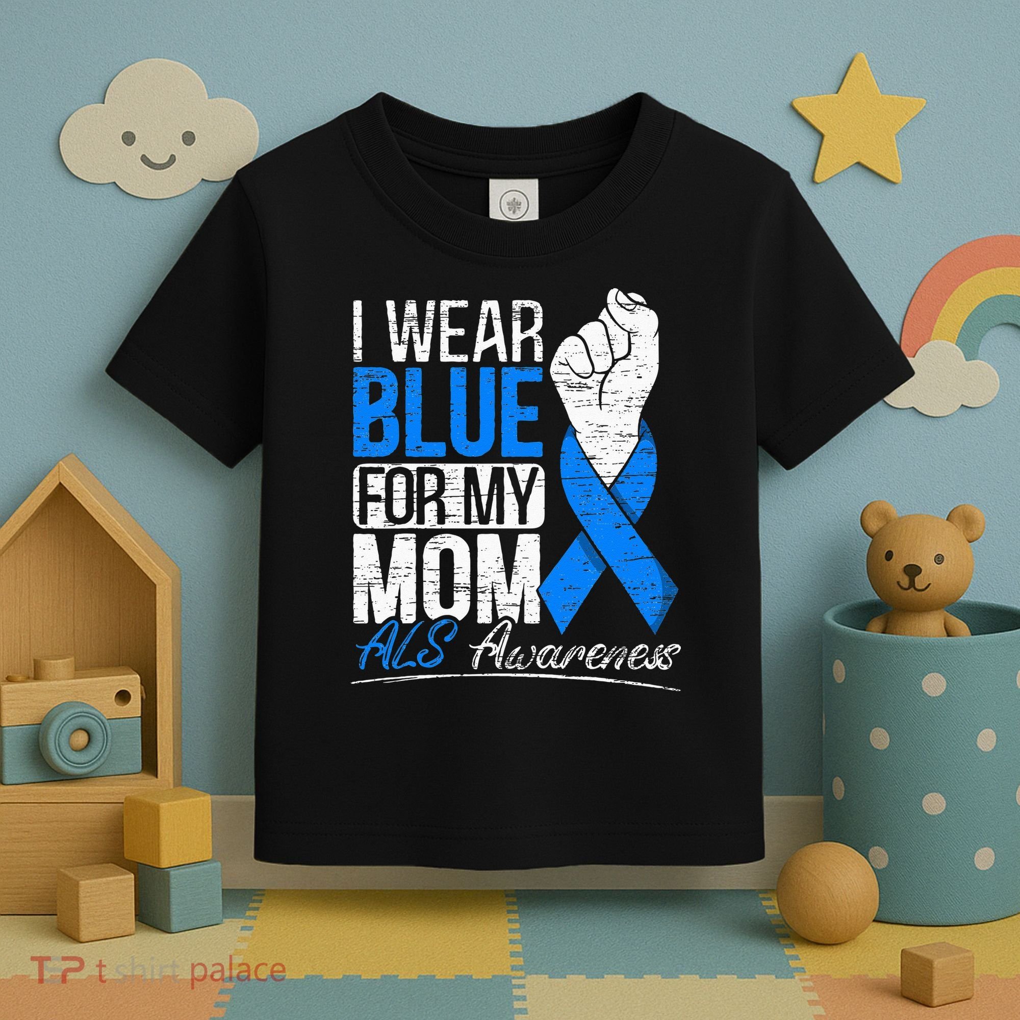 I Wear Blue For My Dad ALS Awareness Supporter Warrior Toddler T-Shirt