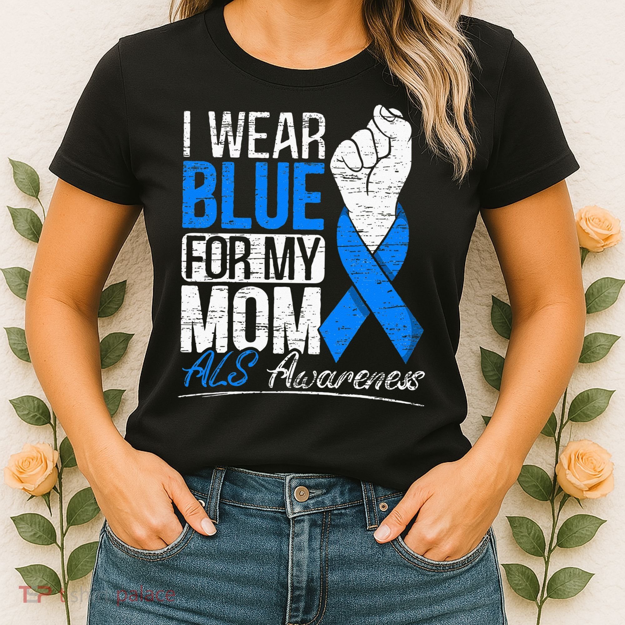 I Wear Blue For My Dad ALS Awareness Supporter Warrior Women's T-Shirt