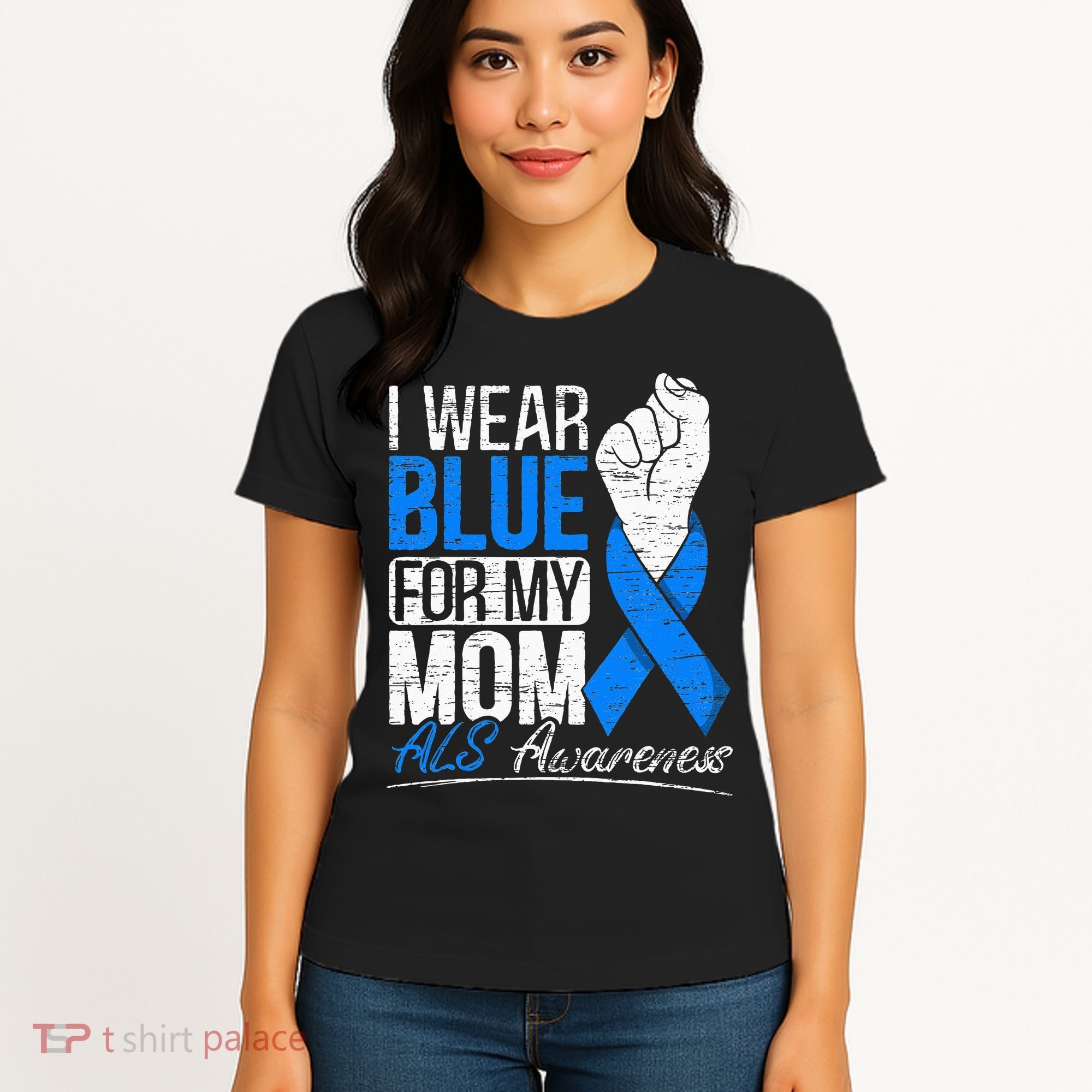 I Wear Blue For My Dad ALS Awareness Supporter Warrior Women's T-Shirt