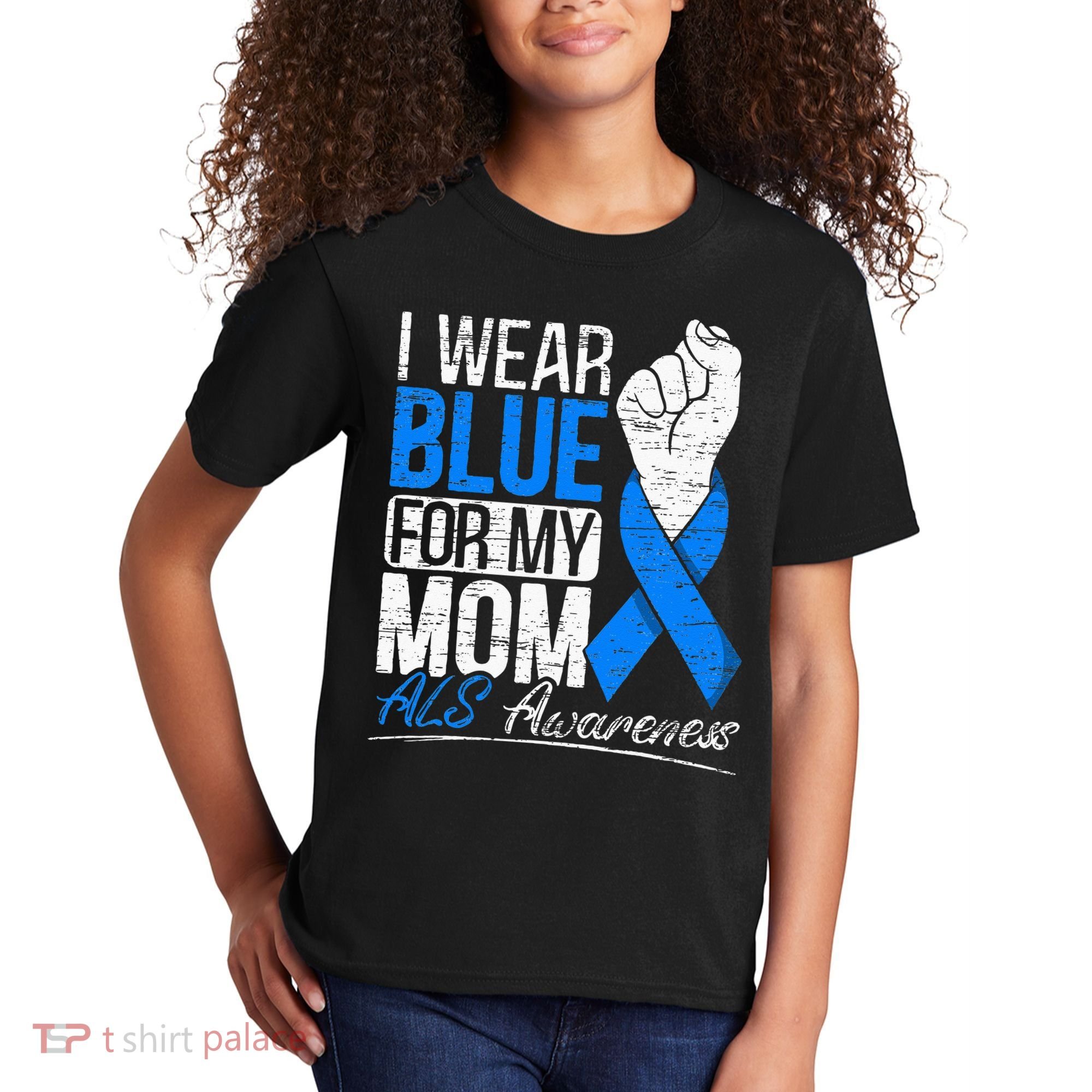I Wear Blue For My Dad ALS Awareness Supporter Warrior Kids T-Shirt