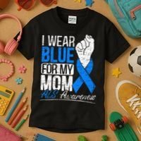 I Wear Blue For My Dad ALS Awareness Supporter Warrior Kids T-Shirt thumb 3