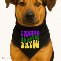 I Wanna Be Loved Bayou Mardi Gras USA-Made Doggie Bandana thumb 1