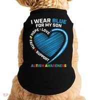I Wear Blue For My Son Autism Awareness Support Products Cute Gift Doggie Tank thumb 0