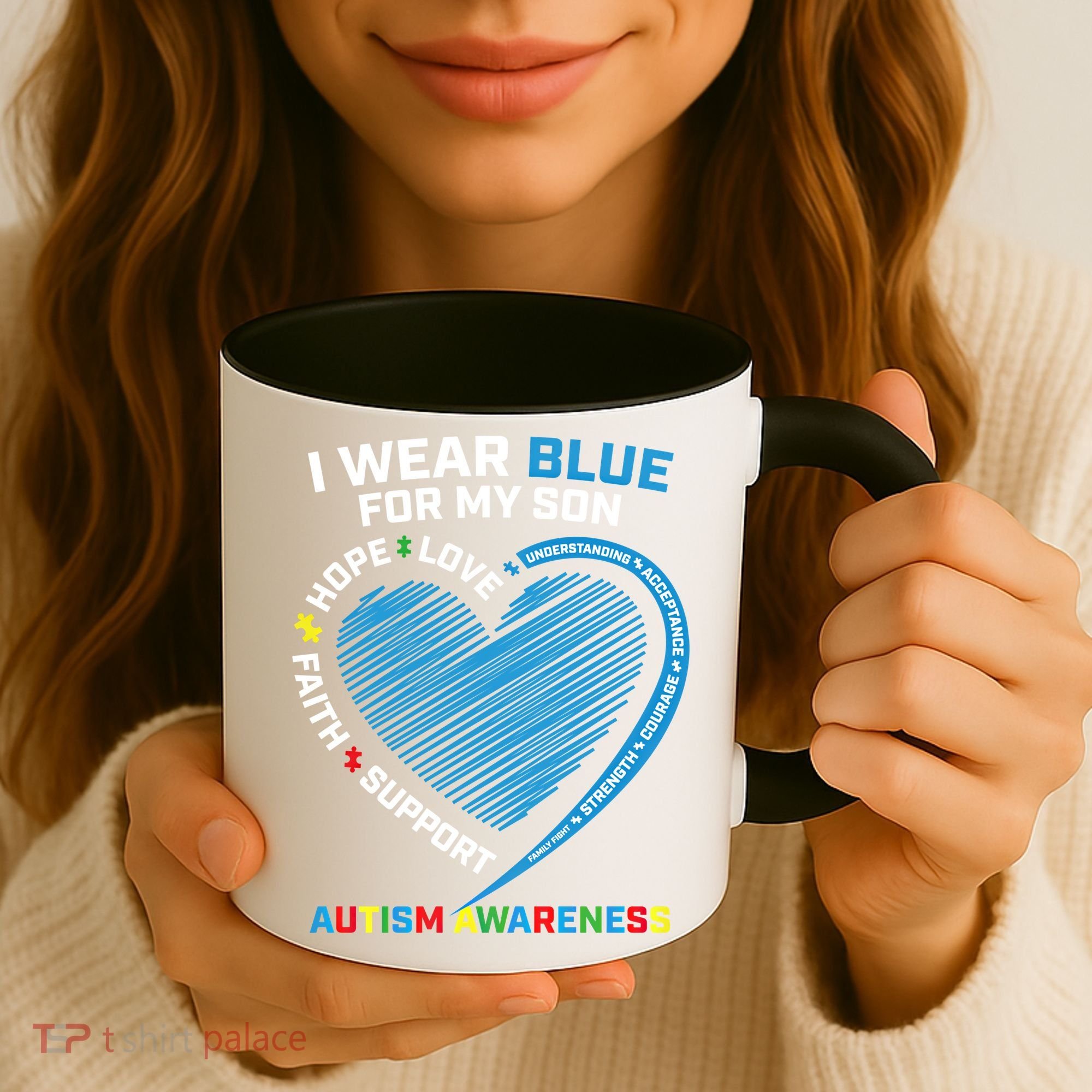 I Wear Blue For My Son Autism Awareness Support Products Cute Gift Coffee Mug