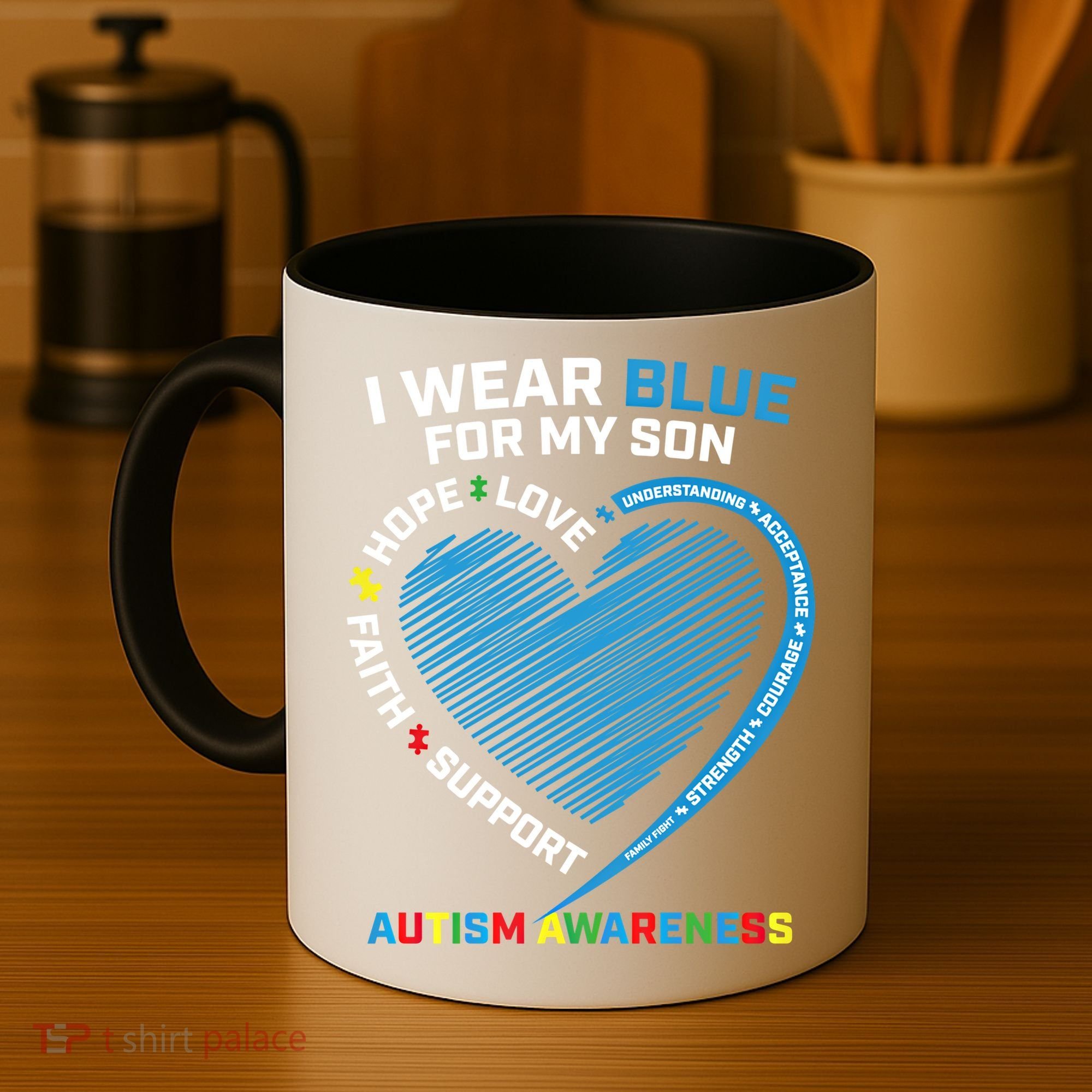 I Wear Blue For My Son Autism Awareness Support Products Cute Gift Coffee Mug