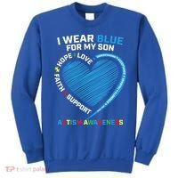 I Wear Blue For My Son Autism Awareness Support Products Cute Gift Sweatshirt thumb 0