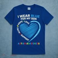 I Wear Blue For My Son Autism Awareness Support Products Cute Gift T-Shirt thumb 5