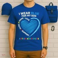 I Wear Blue For My Son Autism Awareness Support Products Cute Gift T-Shirt thumb 6