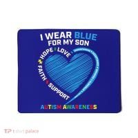 I Wear Blue For My Son Autism Awareness Support Products Cute Gift Mousepad thumb 0