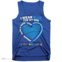 I Wear Blue For My Son Autism Awareness Support Products Cute Gift Tank Top thumb 0
