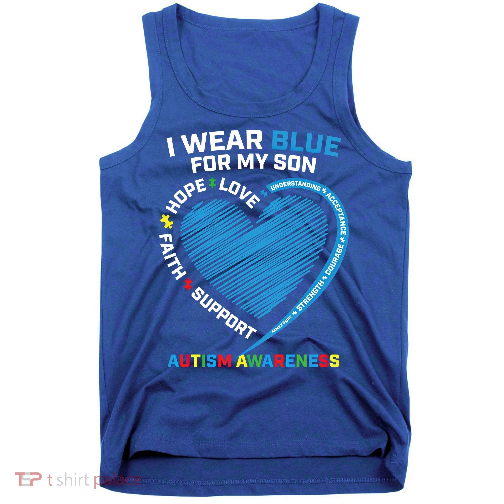 I Wear Blue For My Son Autism Awareness Support Products Cute Gift Tank Top