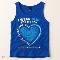 I Wear Blue For My Son Autism Awareness Support Products Cute Gift Tank Top thumb 2