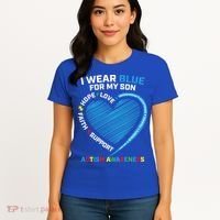 I Wear Blue For My Son Autism Awareness Support Products Cute Gift Women's T-Shirt thumb 4