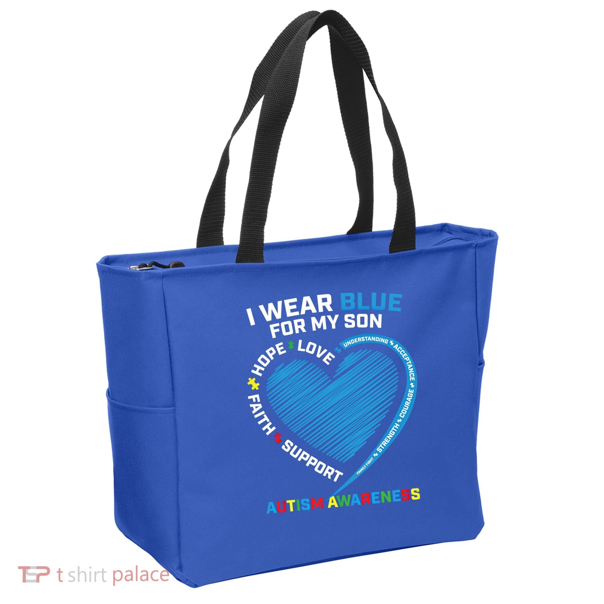 I Wear Blue For My Son Autism Awareness Support Products Cute Gift Tote Bag