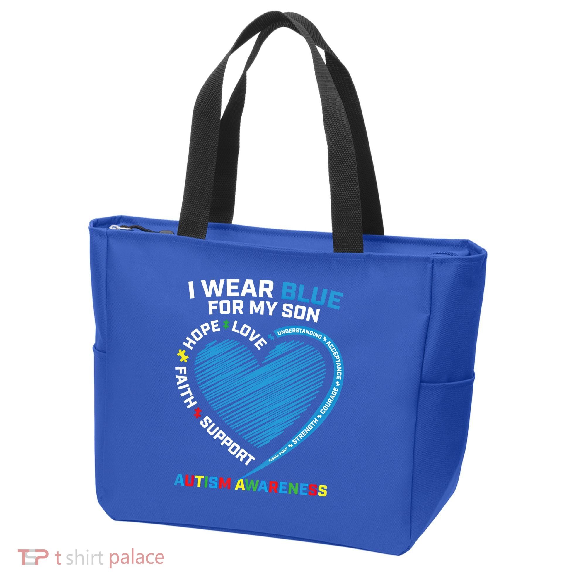 I Wear Blue For My Son Autism Awareness Support Products Cute Gift Tote Bag
