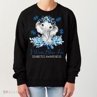 I Wear Blue For Diabetes Awareness Elephant Women's Sweatshirt thumb 0