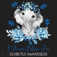 I Wear Blue For Diabetes Awareness Elephant Women's Sweatshirt thumb 2