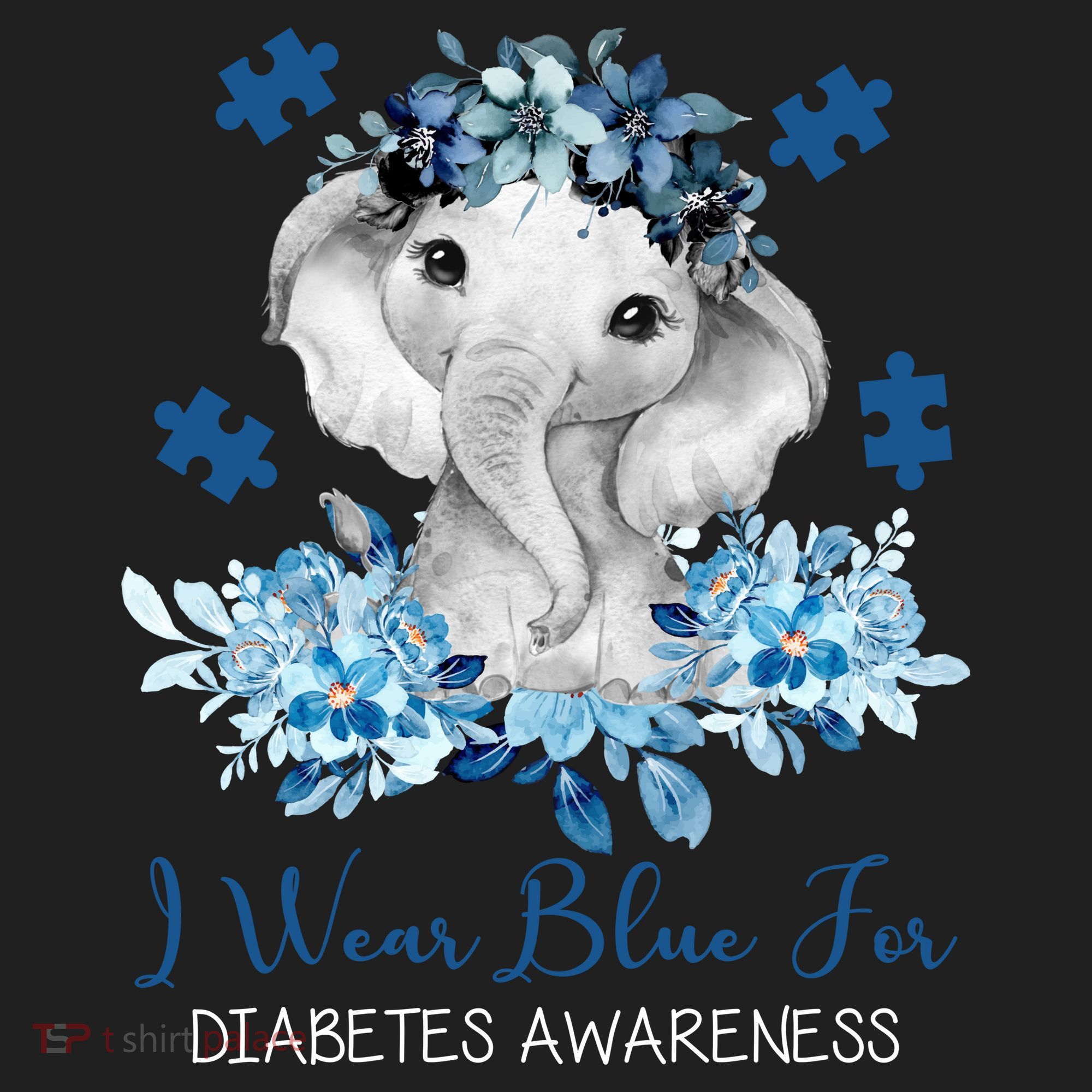 I Wear Blue For Diabetes Awareness Elephant Women's Sweatshirt