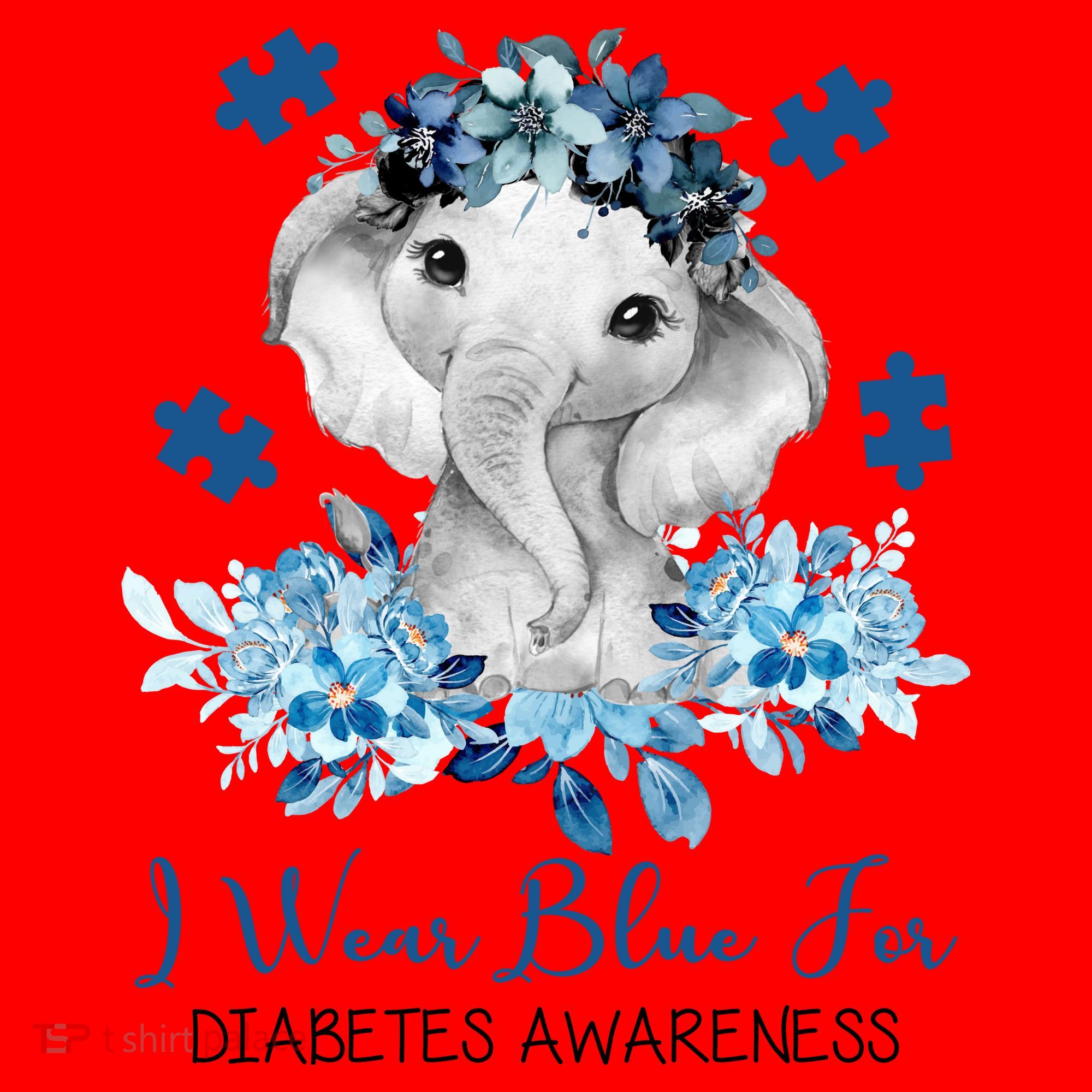 I Wear Blue For Diabetes Awareness Elephant Santa Hat