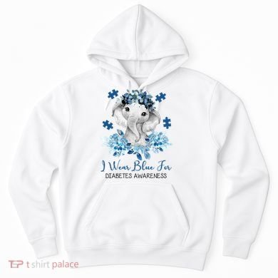 I Wear Blue For Diabetes Awareness Elephant Hoodie
