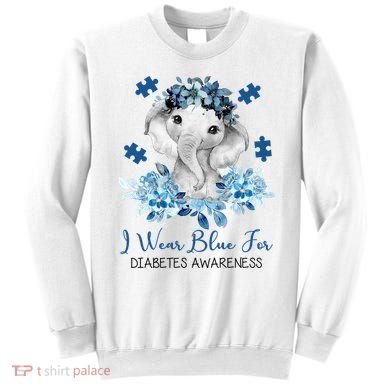 I Wear Blue For Diabetes Awareness Elephant Sweatshirt