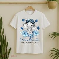 I Wear Blue For Diabetes Awareness Elephant T-Shirt thumb 2