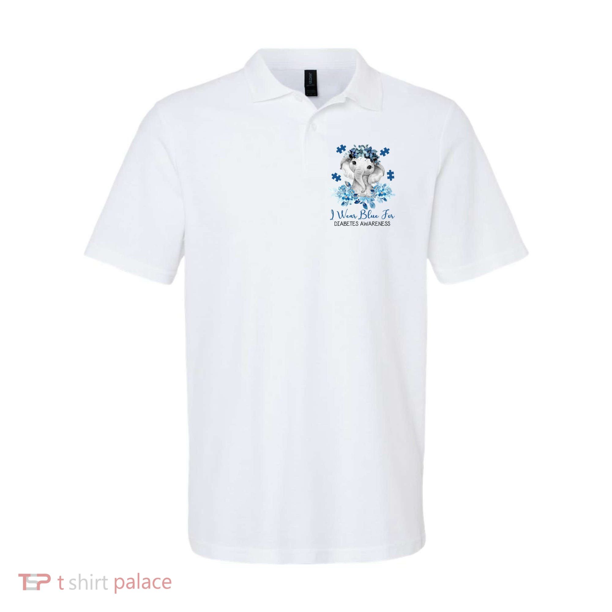 I Wear Blue For Diabetes Awareness Elephant Polo