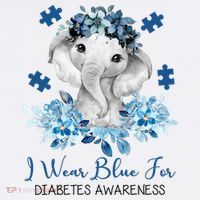 I Wear Blue For Diabetes Awareness Elephant Women's Hoodie thumb 2