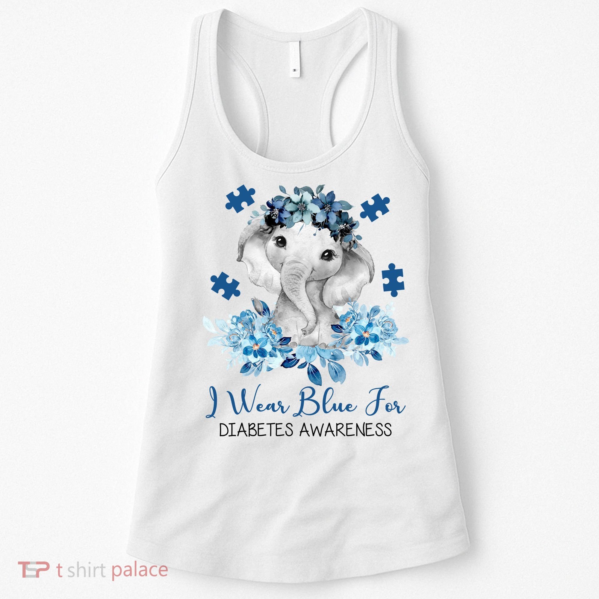 I Wear Blue For Diabetes Awareness Elephant Women's Tank Top