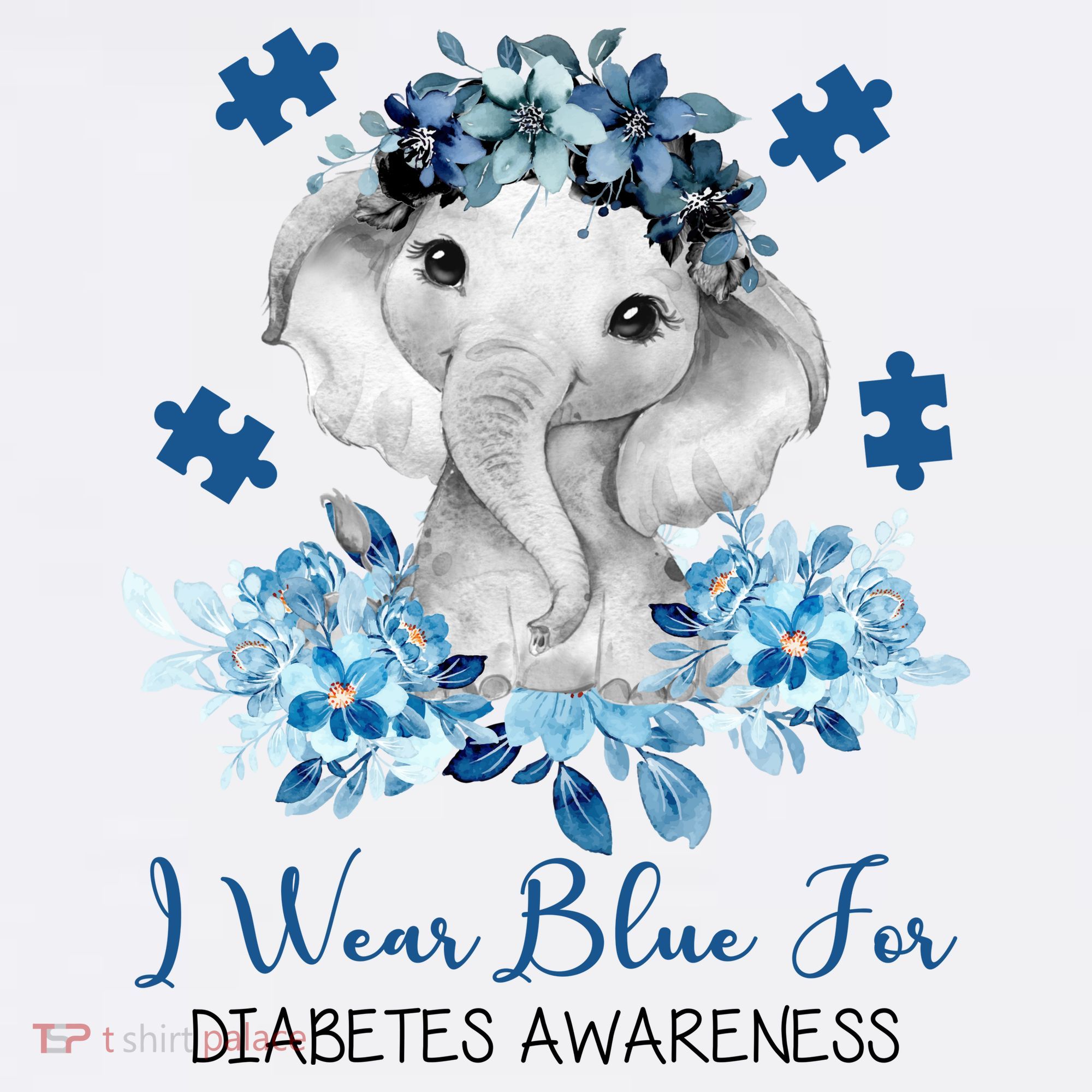 I Wear Blue For Diabetes Awareness Elephant Women's Tank Top