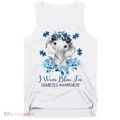 I Wear Blue For Diabetes Awareness Elephant Tank Top