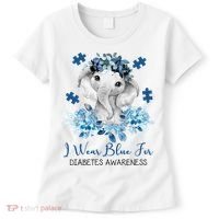 I Wear Blue For Diabetes Awareness Elephant Women's T-Shirt thumb 0