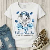 I Wear Blue For Diabetes Awareness Elephant Women's T-Shirt thumb 3